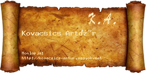 Kovacsics Artúr névjegykártya
